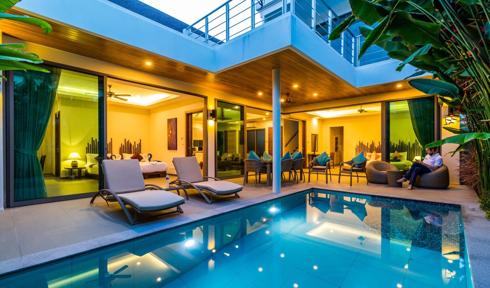 villa interior and pool complete