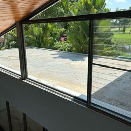 sloping roof window gold course view