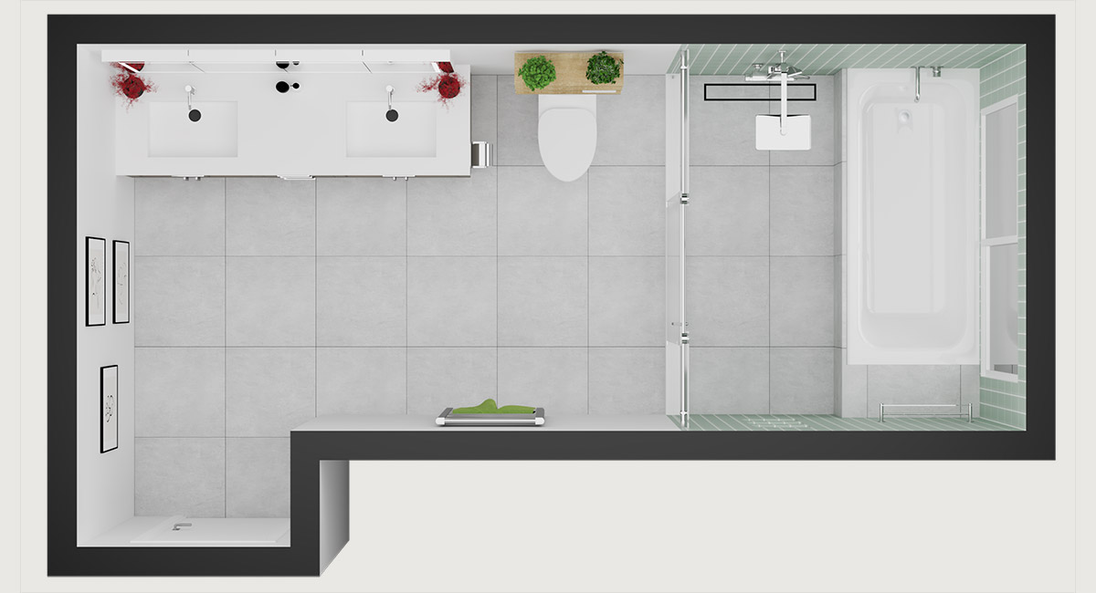 villa renovation bathroom plan visual